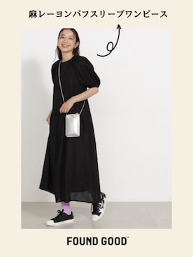 「ワンピース×スニーカー」｜FOUND GOODさん（レディース・166cm）の夏コーディネート