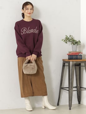 「ロゴニット」｜「アイテム（ブーツ）」を使った、FOUND GOODさん（レディース・161cm）の冬コーディネート