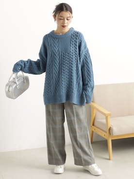 「アイテム（ボストンバッグ、グレー系）」を使った、FOUND GOODさん（レディース・161cm）の冬コーディネート