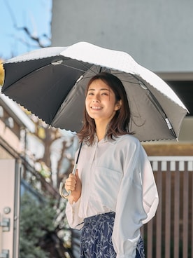 「アイテム（長傘）」を使った、FOUND GOODさん（レディース・167cm）の夏コーディネート