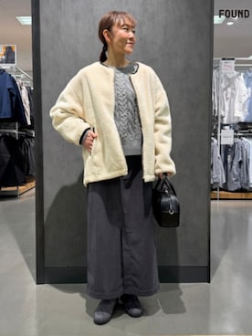 「大人可愛い、シンプル」｜「アイテム（ジャケット/アウター）」を使った、FOUND GOODさん（レディース・161cm）の冬コーディネート