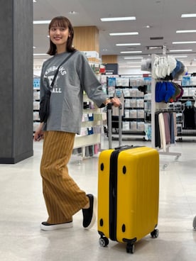 「アイテム（スーツケース/キャリーバッグ）」を使った、FOUND GOODさん（レディース・164cm）の秋コーディネート