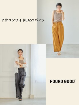 「FOUND GOOD（ファウンドグッド）のアイテム（パンツ）」を使った、FOUND GOODさん（レディース・165cm）の夏コーディネート