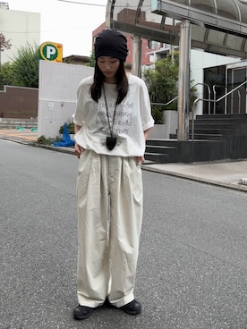 「feepur（フェピュール）のコクーンチノイージーパンツ（その他パンツ、ホワイト系）」を使った、airii076さん（レディース・164cm）の夏コーディネート