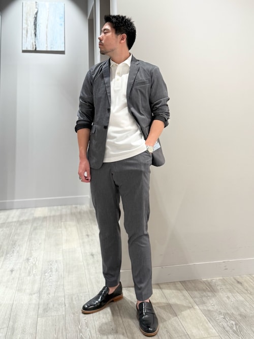 D383 バタクハウスカット メンズ スラックス グレー M 美品 ウールスラックス（ノータック）(44 グレー系): メンズ