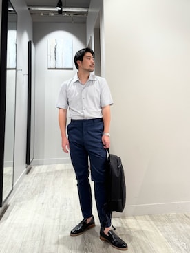 「DESIGNWORKS（デザインワークス）の【速乾性】ワンピースワイドカラー 半袖シャツ（シャツ/ブラウス）」を使った、aoさん（メンズ・175cm）の夏コーディネート