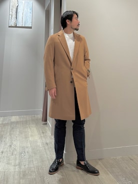 「アイテム（ステンカラーコート）」を使った、aoさん（メンズ・175cm）の冬コーディネート