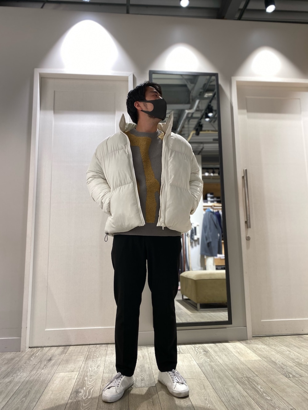 「ロングコート、マイベストコーデ2024、メンズファッション、ラフコーデ、お出かけコーデ、秋冬コーデ、クリスマス、ootd、いいね、save、フォローお願いします🤑、オーバーサイズ、今日のコーデ、モード、休日スタイル、outfit、ユニセックス」｜「AH ABAHOUSEの【AH ABAHOUSE】ボリュームパデッド ブルゾン（ブルゾン、ホワイト系）」を使った、aoさん（メンズ・175cm）の冬コーディネートの1枚目の写真