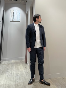 「アイテム（テーラードジャケット、ブルー系）」を使った、aoさん（メンズ・175cm）の冬コーディネート