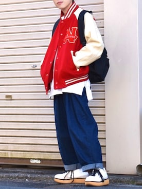 「SUGGESTION（サジェッション）のアイテム」を使った、梅雨さん（メンズ・158cm）の冬コーディネート