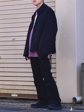 「JUNRED（ジュンレッド）のアイテム（スウェット）」を使った、梅雨さん（メンズ・158cm）の春コーディネート