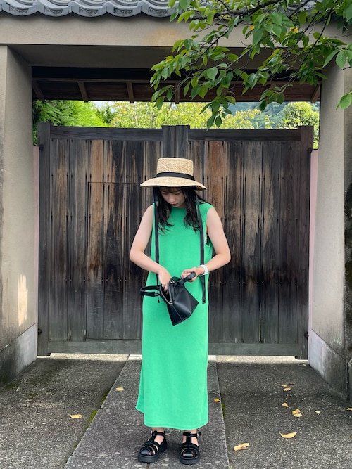 【美品】6(ROKU) ロクMOLE DRESS/ワンピース　グリーン 6（ロク）の「＜6(ROKU)＞MOLE DRESS/ワンピース（ワンピース