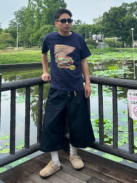 「GU（ジーユー）のアイテム（サングラス）」を使った、Shimoさん（メンズ・169cm）の夏コーディネート