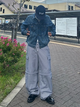 「アイテム（デニムジャケット）」を使った、Shimoさん（メンズ・169cm）の秋コーディネート