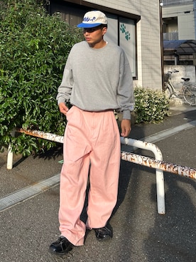 「アイテム（スウェット）」を使った、Shimoさん（メンズ・169cm）の秋コーディネート