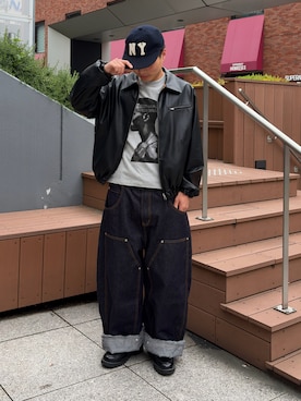 「TAKEASY（テイクイージー）のアイテム」を使った、Shimoさん（メンズ・169cm）の夏コーディネート