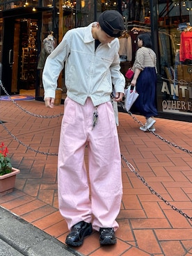 「アイテム（ブルゾン、ベージュ系）」を使った、Shimoさん（メンズ・169cm）の冬コーディネート