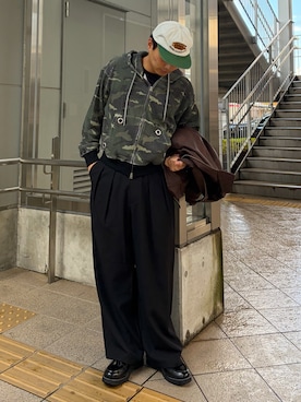 「アイテム（キャップ）」を使った、Shimoさん（メンズ・169cm・20代）の冬コーディネート