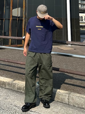 「アイテム（カーゴパンツ）」を使った、Shimoさん（メンズ・169cm）の秋コーディネート