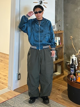 「アイテム（スカジャン）」を使った、Shimoさん（メンズ・169cm）の秋コーディネート