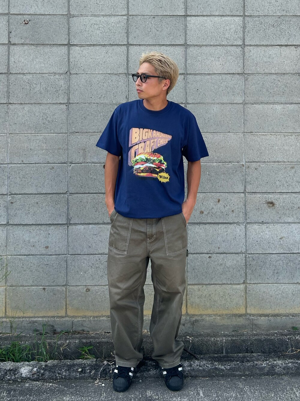 「お出かけコーデ、着回しコーデ、大人カジュアル、低身長コーデ、ootd、おしゃれさんと繋がりたい」｜「WILESのアイテム（Tシャツ/カットソー、ブルー系）」を使った、Shimoさん（メンズ・169cm）の夏コーディネートの1枚目の写真