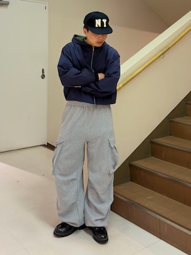 「アイテム（ナイロンジャケット）」を使った、Shimoさん（メンズ・169cm）の春コーディネート