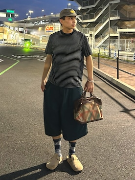 「ボーダートップス」｜Shimoさん（メンズ・169cm）の夏コーディネート