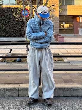 「アイテム（パンツ）」を使った、Shimoさん（メンズ・169cm）の冬コーディネート