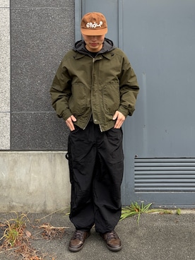 「NIKE（ナイキ）のナイキ ダンク LOW レトロ プレミアム メンズシューズ / Nike Dunk Low Retro Premium Men's Shoes HQ1979-001 Ironstone（スニーカー、ブラウン系）」を使った、Shimoさん（メンズ・169cm）の春コーディネート