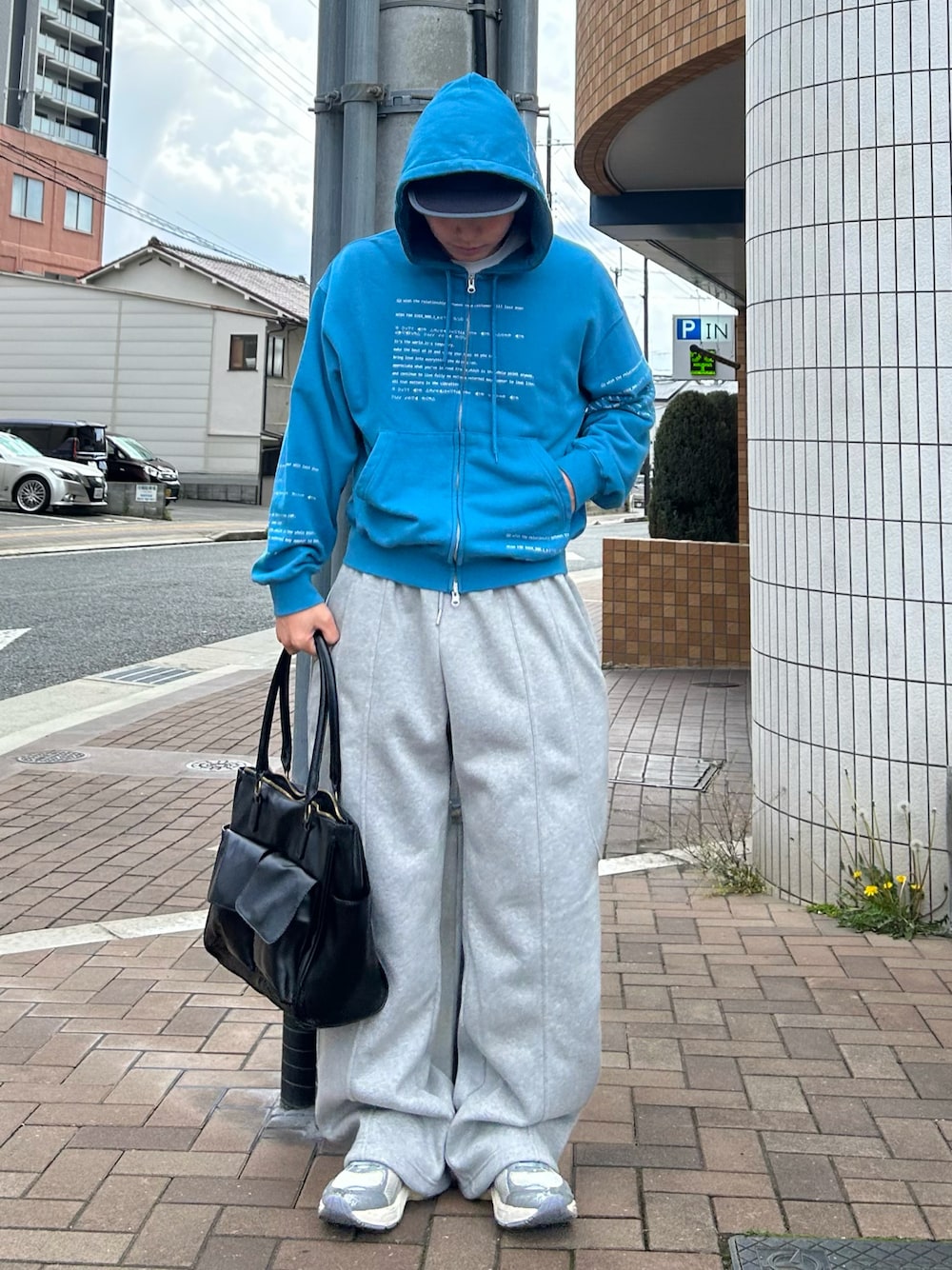 Wish for ever ヘビーウエイトロゴプリントダブルジップフーディ