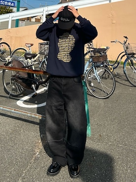 「アイテム（スウェット）」を使った、Shimoさん（メンズ・169cm）の秋コーディネート