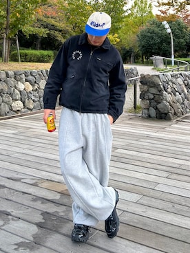 「アイテム（スウェットパンツ）」を使った、Shimoさん（メンズ・169cm）の秋コーディネート