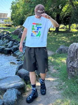 「アイテム（キャップ）」を使った、Shimoさん（メンズ・169cm・20代）の夏コーディネート