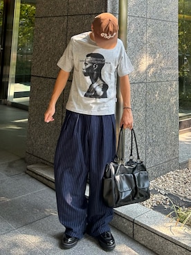 「アイテム（ボストンバッグ）」を使った、Shimoさん（メンズ・169cm）の秋コーディネート