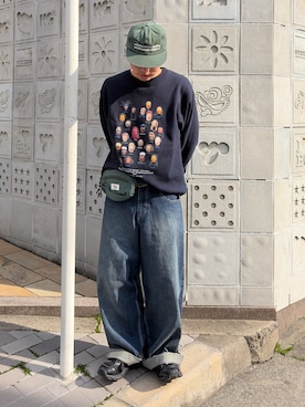 「アイテム（パンツ）」を使った、Shimoさん（メンズ・169cm）の春コーディネート