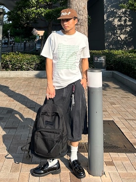 「アイテム（バックパック/リュック）」を使った、Shimoさん（メンズ・169cm）の秋コーディネート