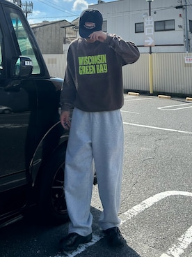 「アイテム（スウェットパンツ）」を使った、Shimoさん（メンズ・169cm）の秋コーディネート