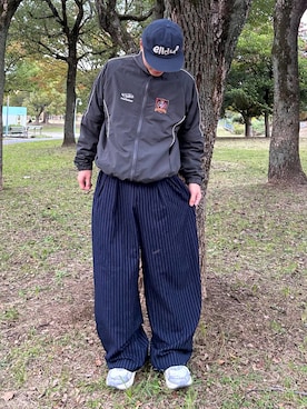 「アイテム（ナイロンジャケット）」を使った、Shimoさん（メンズ・169cm）の冬コーディネート