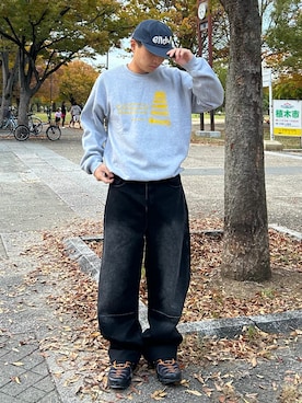 「アイテム（スウェット）」を使った、Shimoさん（メンズ・169cm・20代）の冬コーディネート