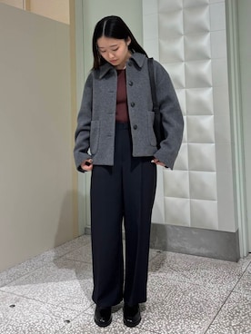 「アイテム（その他アウター、グレー系）」を使った、COCOAさん（レディース・155cm）の秋コーディネート