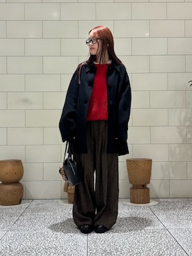 「冬の注目アウター」｜「アイテム（ステンカラーコート）」を使った、COCOAさん（レディース・155cm）の秋コーディネート