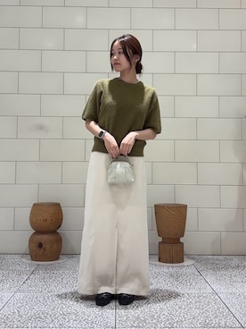 「URBAN RESEARCH ROSSO WOMEN（アーバンリサーチ　ロッソ）のピーチタッチストレートスカート（スカート）」を使った、COCOAさん（レディース・155cm）の夏コーディネート