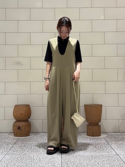 セール】Uネックタックオールインワン（サロペット/オーバーオール