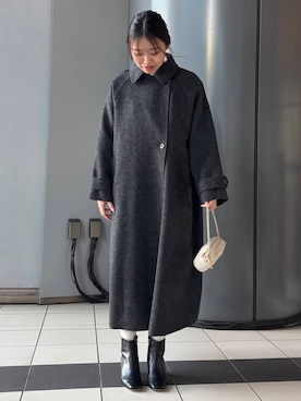 「アイテム（ステンカラーコート）」を使った、COCOAさん（レディース・155cm）の冬コーディネート