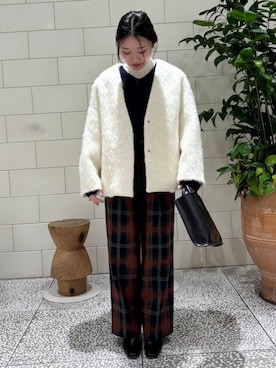 「冬の差し色コーデ」｜COCOAさん（レディース・155cm）の冬コーディネート