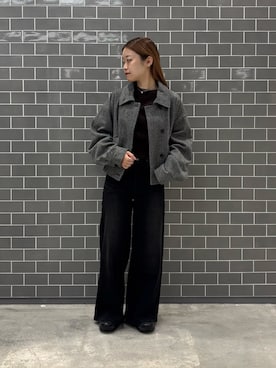 「アイテム（ブルゾン、グレー系）」を使った、COCOAさん（レディース・155cm）の秋コーディネート