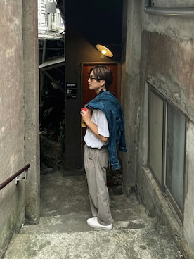 「GAP（ギャップ）のアイテム（デニムジャケット）」を使った、Juinさん（メンズ・177cm）の春コーディネート
