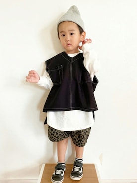 「allolun.（オールオルン）のアイテム」を使った、maakeeさん（キッズ・110cm）の秋コーディネート