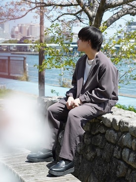 「ATTACHMENT（アタッチメント）のアイテム（ジャケット/アウター）」を使った、しまさん（メンズ・170cm）の春コーディネート