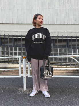 「シアタープロダクツ(THEATRE PRODUCTS)」｜「アイテム（スウェット）」を使った、zakkyyyyyさん（レディース・163cm）の冬コーディネート